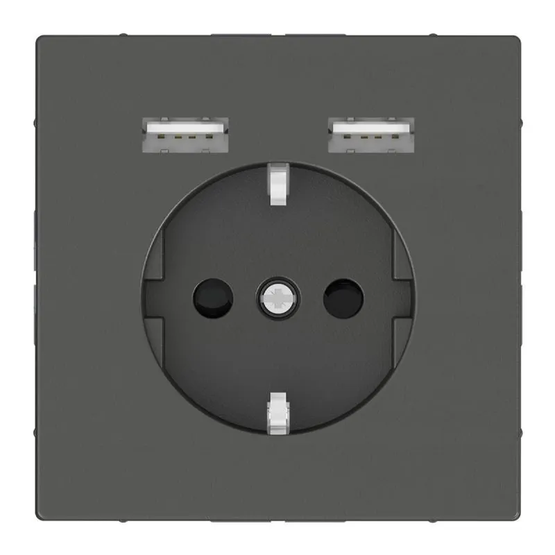 Merten Steckdose SCHUKO mit USB Ladegerät anthrazit Syst. Design