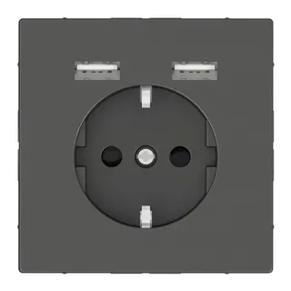 Merten Steckdose SCHUKO mit USB Ladegerät anthrazit Syst. Design