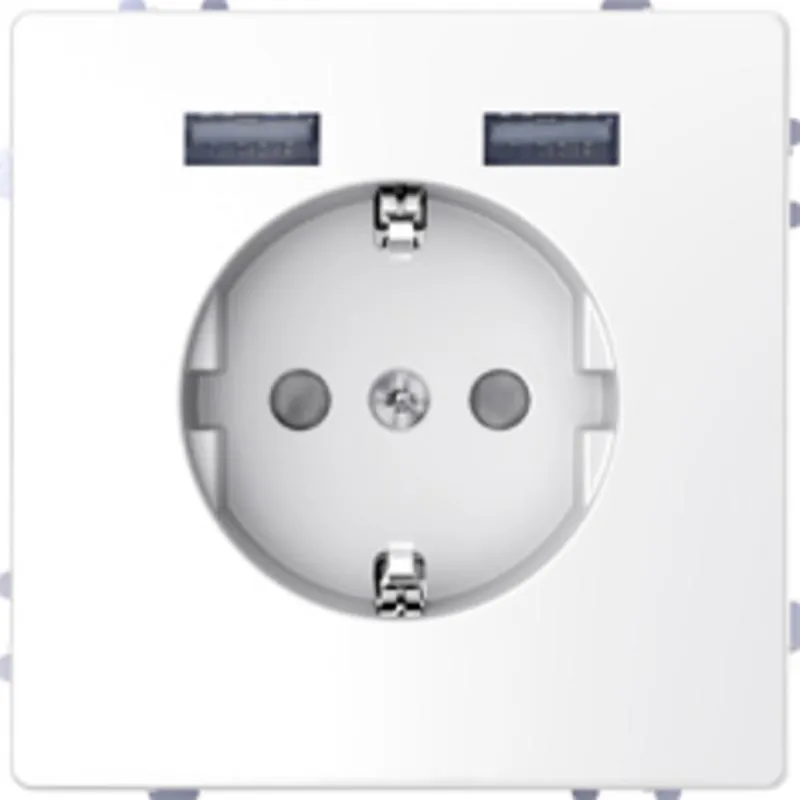 Merten Steckdose SCHUKO mit USB Ladegerät lotosweiß Syst.Design