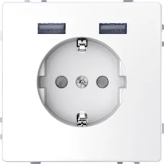 Merten Steckdose SCHUKO mit USB Ladegerät lotosweiß Syst.Design