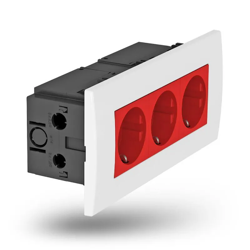 OBO Steckdoseneinheit SDE-RW D0RT3 Modul 45 3fach 84x185x59mm