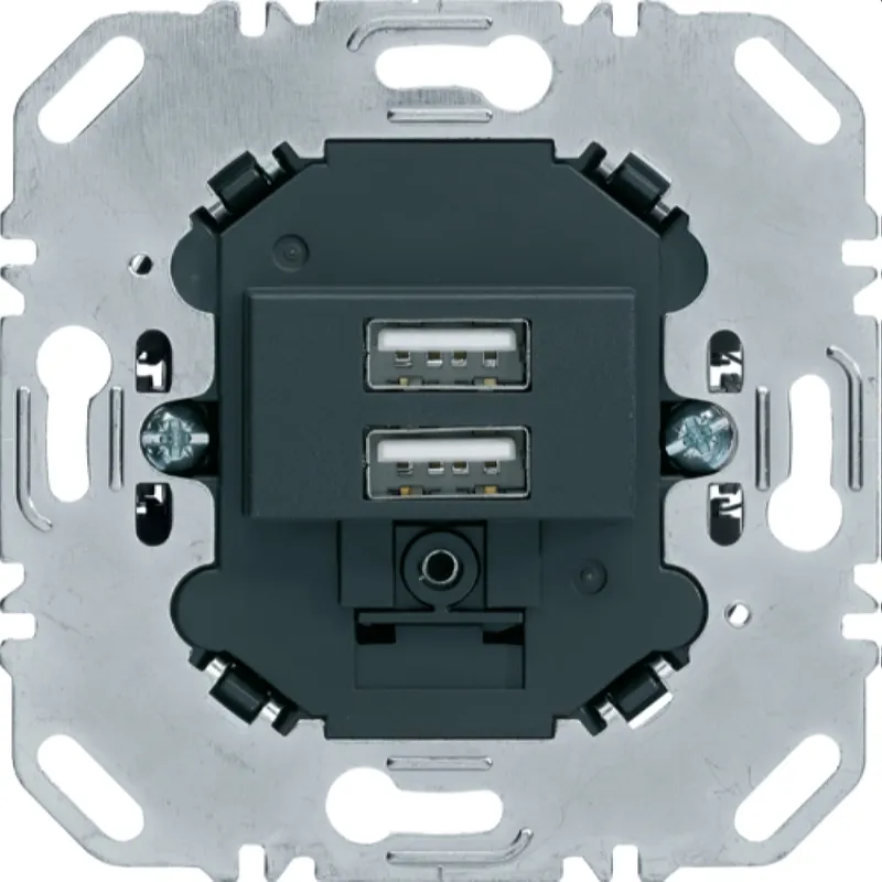 Berker USB-Ladesteckdose 230V 2fach 3.0A Tragring eckig anthrazit 260205