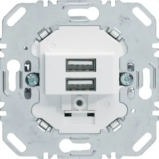 Berker USB-Ladesteckdose 230V 2fach 3.0A Tragring eck. polarweiss 260209