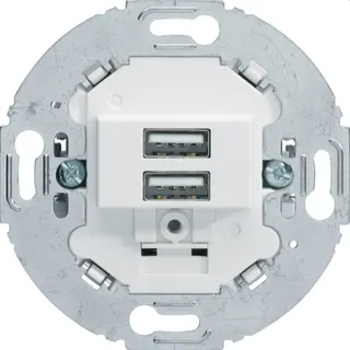 Berker USB-Ladesteckdose 230V 2fach 3.0A Tragring rund polarweiss 260219