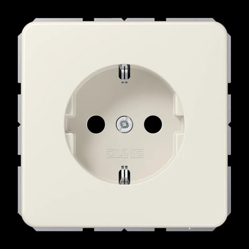 Jung SCHUKO Steckdose, 16 A 250 V ~, ohne Krallen, SAFETY+, Thermoplast, Serie CD, weiß CD1520NBFKI