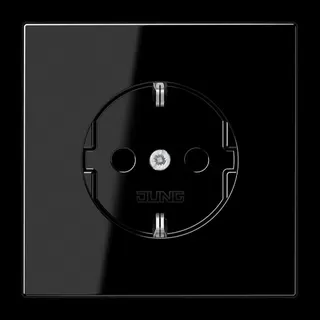 Jung SCHUKO Steckdose, 16 A 250 V ~, ohne Krallen, SAFETY+, Duroplast, Serie LS, schwarz LS1520NKISW
