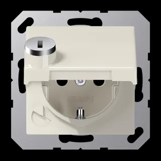 Jung SCHUKO Steckdose, 16 A 250 V ~, mit Sicherheitsschloss, Thermoplast, Serie AS, weiß AS1520BFKLSL
