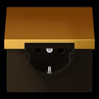 Jung SCHUKO Steckdose, 16 A 250 V ~, Klappdeckel, Metall goldfarben PVD-beschichtet, Serie LS, goldfarben GO1520KL