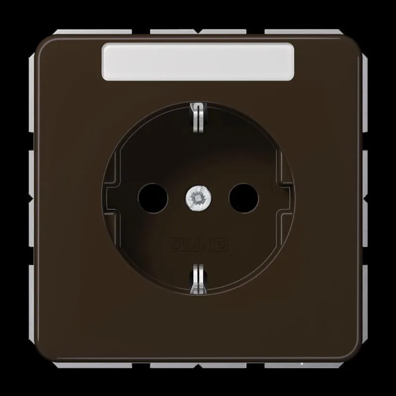 Jung SCHUKO Steckdose, 16 A 250 V ~, mit Schriftfeld, Duroplast, Serie CD, braun CD1520NABR