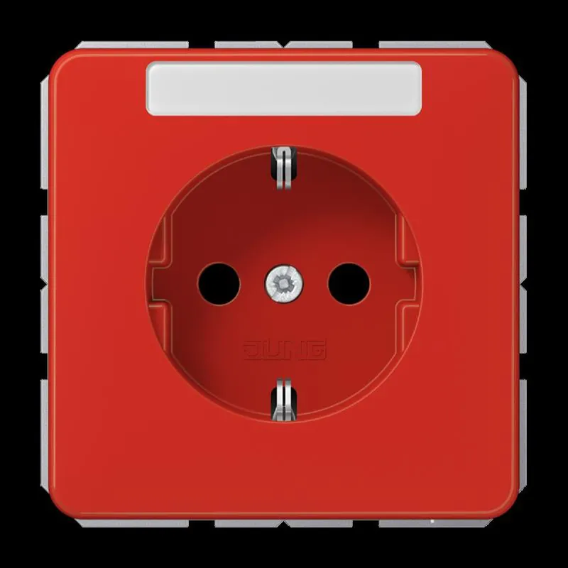 Jung SCHUKO Steckdose, 16 A 250 V ~, mit Schriftfeld, SAFETY+, Thermoplast, Serie CD, rot CD1520BFKINART
