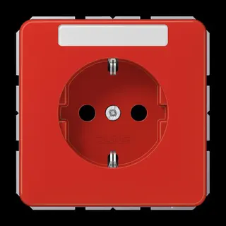 Jung SCHUKO Steckdose, 16 A 250 V ~, mit Schriftfeld, SAFETY+, Thermoplast, Serie CD, rot CD1520BFKINART