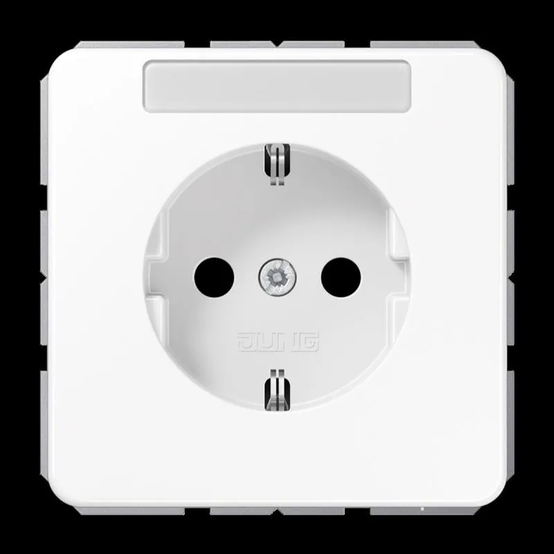 Jung SCHUKO Steckdose, 16 A 250 V ~, ohne Krallen, mit Schriftfeld, SAFETY+, Thermoplast, Serie CD, alpinweiß CD1520NBFKINAWW