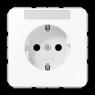 Jung SCHUKO Steckdose, 16 A 250 V ~, ohne Krallen, mit Schriftfeld, SAFETY+, Thermoplast, Serie CD, alpinweiß CD1520NBFKINAWW