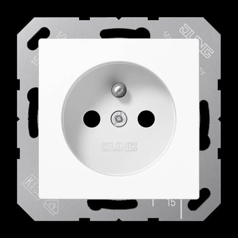 Jung Steckdose, französisch/belgisches System, 16 A 250 V ~, Schraubklemmen, SAFETY+, Duroplast, Serie AS/A, alpinw A1521FKIWW