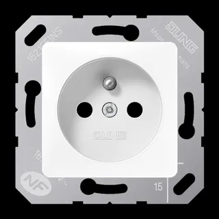 Jung Steckdose, französisch/belgisches System, 16 A 250 V ~, ohne Krallen, SAFETY+, Thermoplast, 50 x 50 mm, alpinw 5120FBFKIWW
