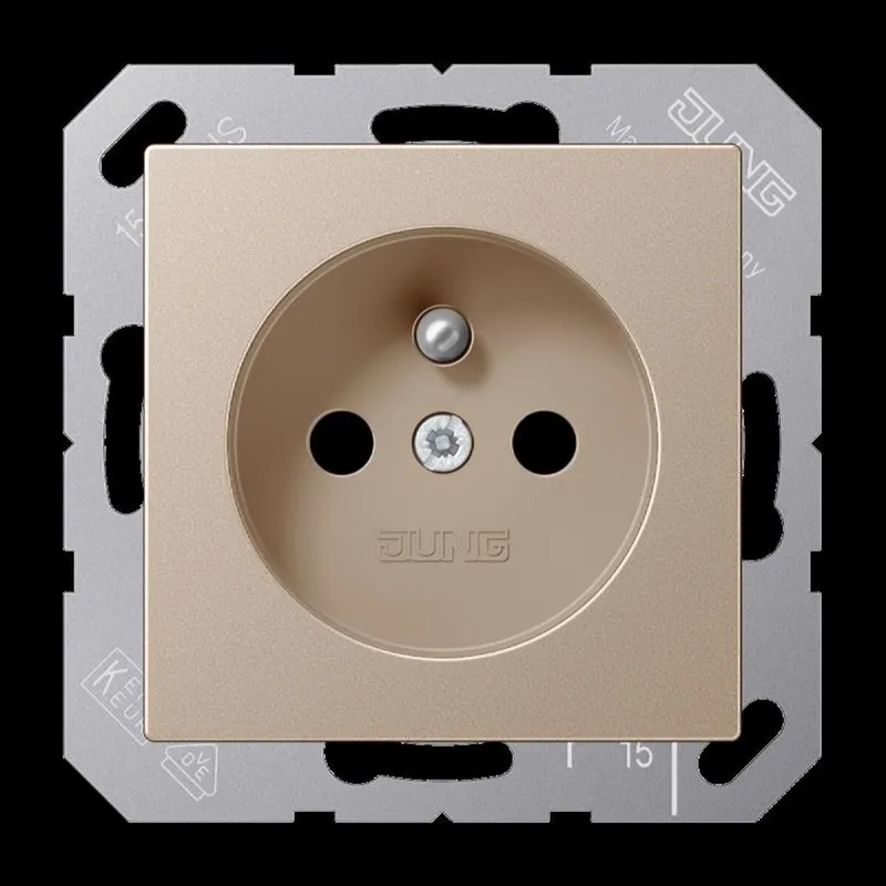 Jung Steckdose, französisch/belgisches System, 16 A 250 V ~, ohne Krallen, SAFETY+, Serie A, champagner A1520FKICH