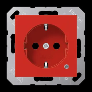 Jung SCHUKO Steckdose, 16 A 250 V ~, mit Funktionsanzeige, SAFETY+, Thermoplast, Serie AS/A, rot A1520BFKORT