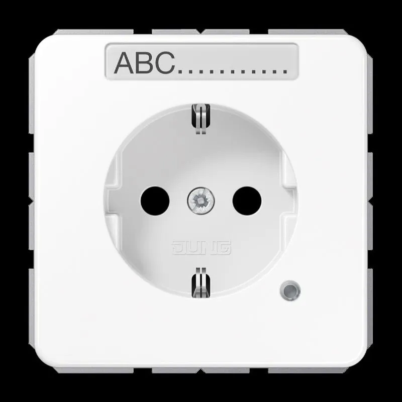 Jung SCHUKO Steckdose, 16 A 250 V ~, ohne Krallen, mit Funktionsanzeige, mit Schriftfeld, SAFETY+, Thermoplast, Ser CD1520BFNAKOWW