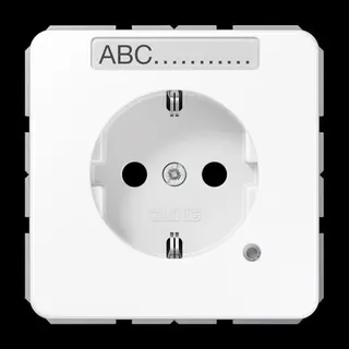 Jung SCHUKO Steckdose, 16 A 250 V ~, ohne Krallen, mit Funktionsanzeige, mit Schriftfeld, SAFETY+, Thermoplast, Ser CD1520BFNAKOWW