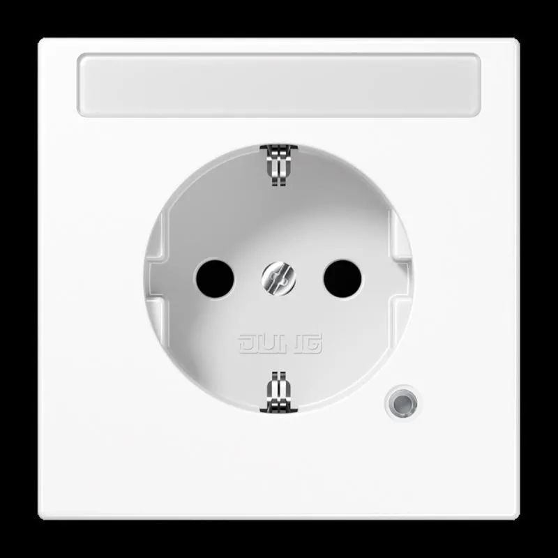 Jung SCHUKO Steckdose, 16 A 250 V ~, ohne Krallen, mit Funktionsanzeige, mit Schriftfeld, SAFETY+, Duroplast, Serie LS1520NAKOWW