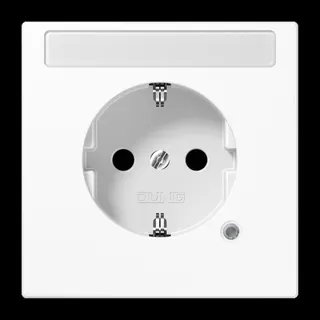 Jung SCHUKO Steckdose, 16 A 250 V ~, ohne Krallen, mit Funktionsanzeige, mit Schriftfeld, SAFETY+, Duroplast, Serie LS1520NAKOWW