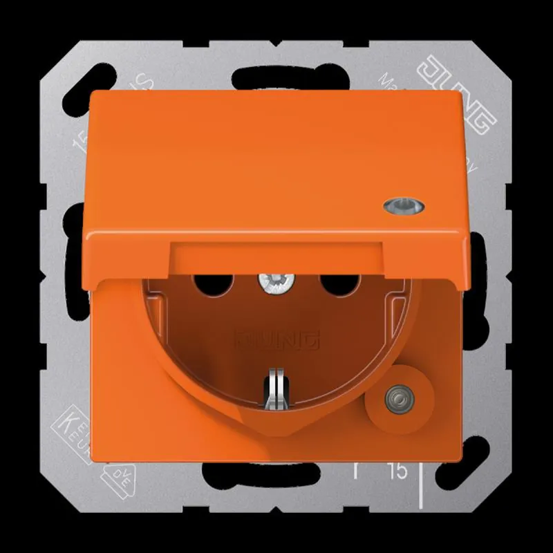 Jung SCHUKO Steckdose, 16 A 250 V ~, ohne Krallen, mit Funktionsanzeige, Thermoplast, Serie A AS1520BFKLKOO