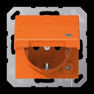Jung SCHUKO Steckdose, 16 A 250 V ~, ohne Krallen, mit Funktionsanzeige, Thermoplast, Serie A AS1520BFKLKOO
