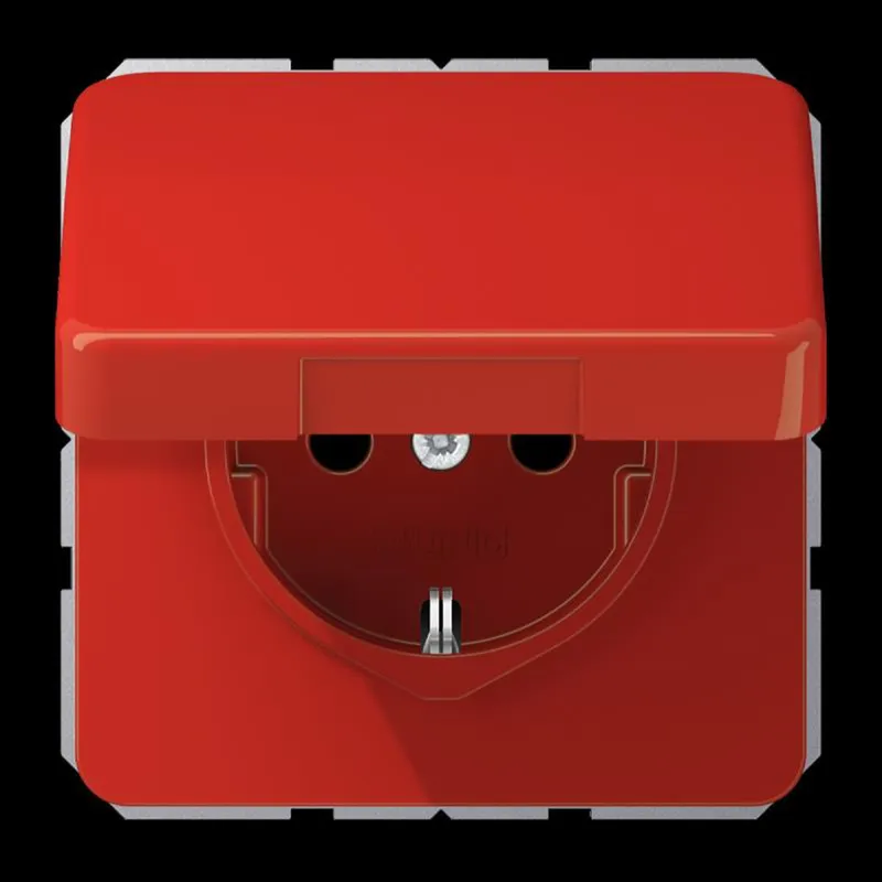 Jung SCHUKO Steckdose, 16 A 250 V ~, Klappdeckel, Thermoplast, Serie CD, rot CD1520BFKLRT