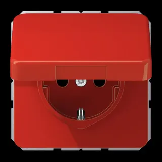 Jung SCHUKO Steckdose, 16 A 250 V ~, Klappdeckel, Thermoplast, Serie CD, rot CD1520BFKLRT