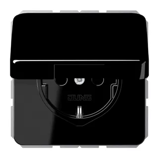 Jung SCHUKO Steckdose, 16 A 250 V ~, ohne Krallen, Thermoplast, Serie CD, schwarz CD1520BFKIKLSW