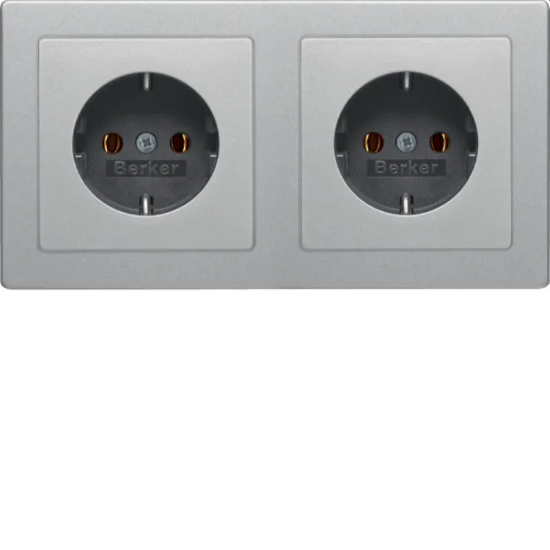 Berker Steckdose SCHUKO 2fach Q.1/Q.3 alu samt lackiert 47206084