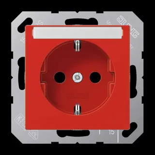 Jung SCHUKO Steckdose, 16 A 250 V ~, mit Schriftfeld, Thermoplast, Serie AS/A, rot A1520BFNART