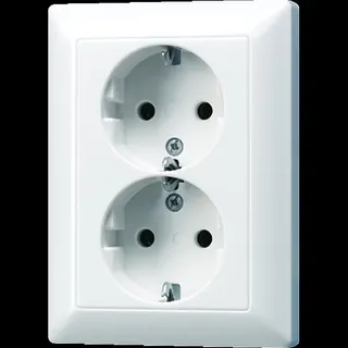 Jung SCHUKO®-Zweifach-Steckdose, 16 A 250 V ~, Schraubklemmen, Duroplast, Serie AS, alpinweiß AS5022NUWW