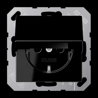 Jung SCHUKO Steckdose, 16 A 250 V ~, Thermoplast, Serie A, schwarz A1520BFKIKLSW