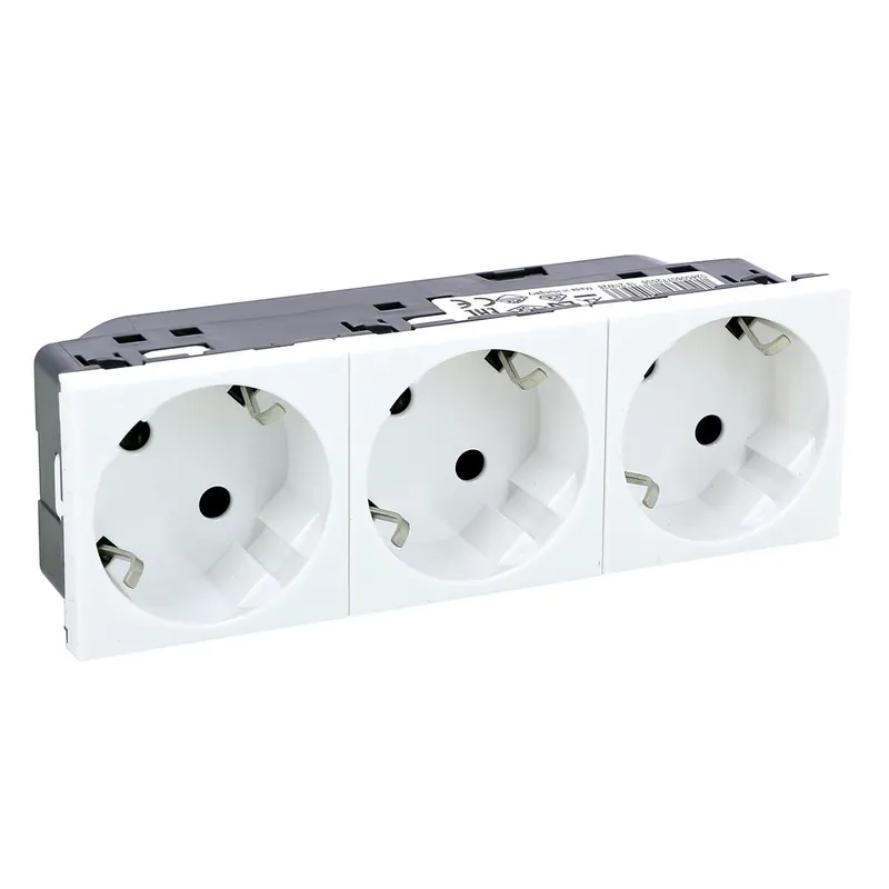 Legrand SCHUKO-Steckdose 3fach Schuko 45 Grad 6mod. weiss Mosaic