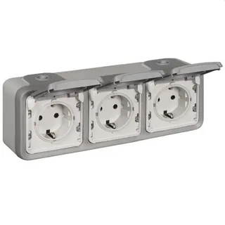 Legrand Steckdose 69743 3fach waagerecht FR AP grau