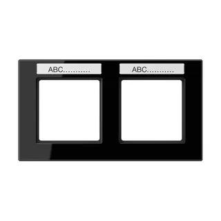 Jung Rahmen 2fach, mit Schriftfeld, waagerechte Montage, Thermoplast, A CREATION, schwarz AC5820BFNASW