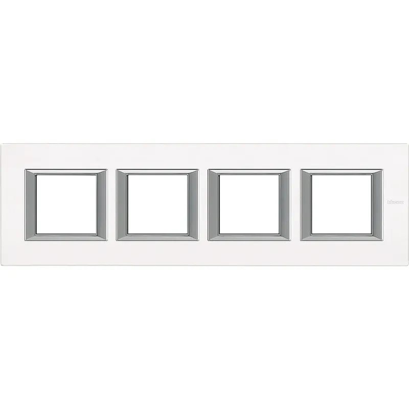 Bticino Rahmen 4fach horizontal white glass