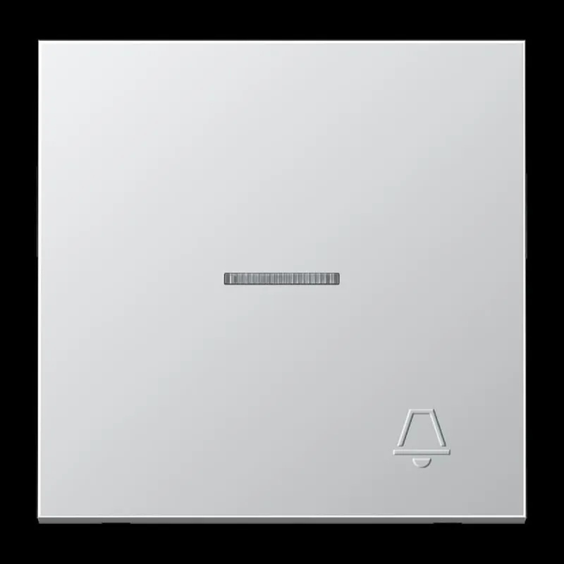 Jung Wippe 1fach mit Lichtleiter, Symbol Klingel (geprägt), Serie LS, Aluminium AL2990KO5KP