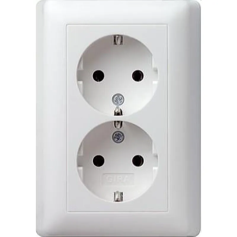 Gira SCHUKO-Doppel-Steckdose 078004 Standard 55 reinweiss matt