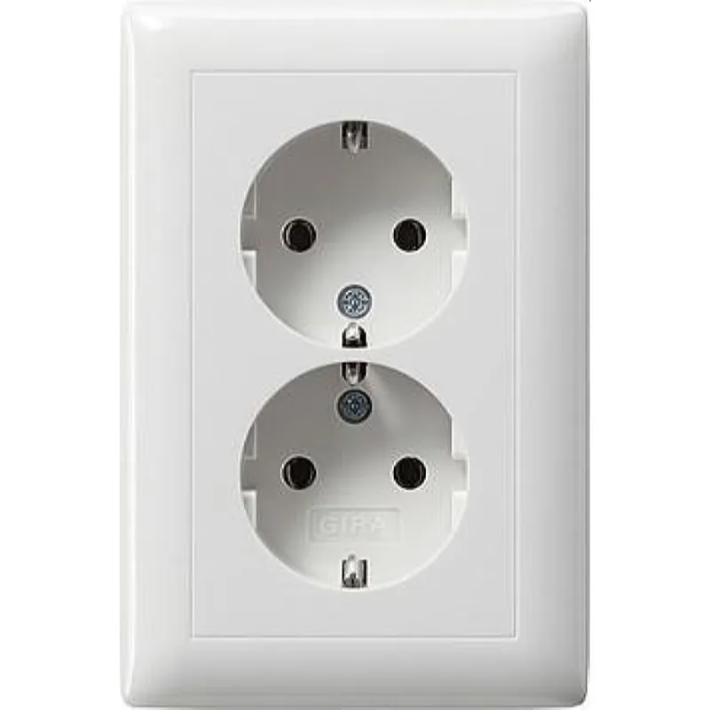 Gira SCHUKO-Doppel-Steckdose 078203 kompakt Standard 55 reinweiss