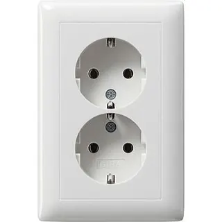 Gira SCHUKO-Doppel-Steckdose 078203 kompakt Standard 55 reinweiss