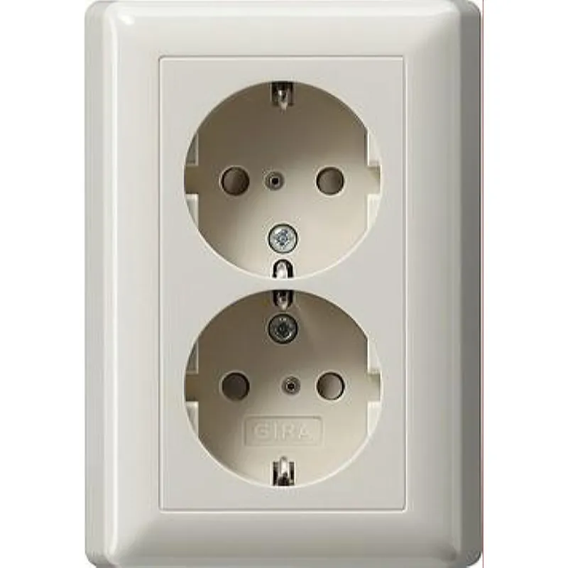 Gira SCHUKO-Doppel-Steckdose 078301 KS System 55 cremeweiss