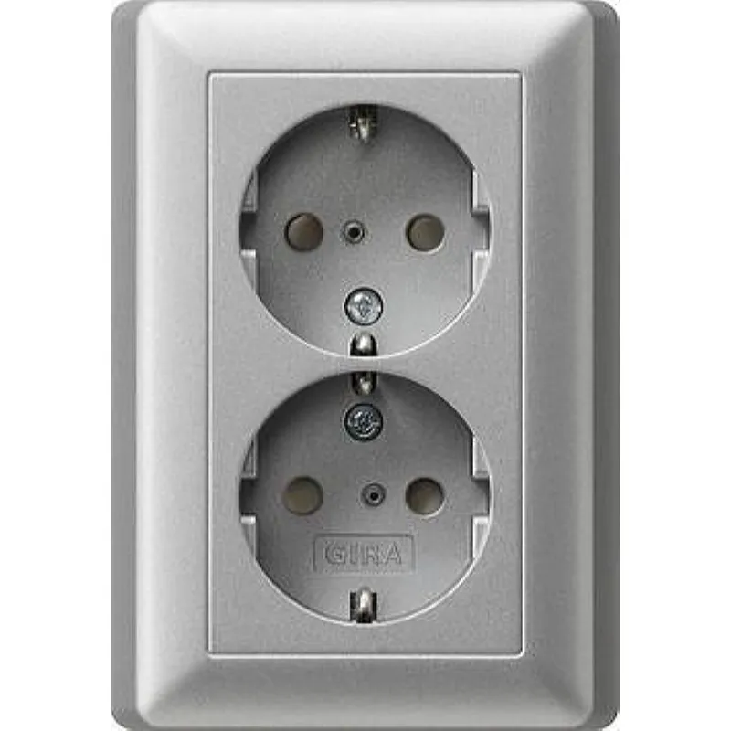 Gira SCHUKO-Doppel-Steckdose 078326 KS System 55 Farbe Alu