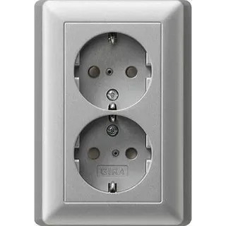 Gira SCHUKO-Doppel-Steckdose 078326 KS System 55 Farbe Alu