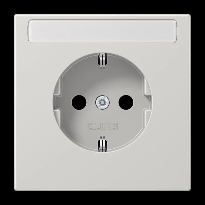 Jung SCHUKO Steckdose, 16 A 250 V ~, mit Schriftfeld, Duroplast, Serie LS, lichtgrau LS1520NALG