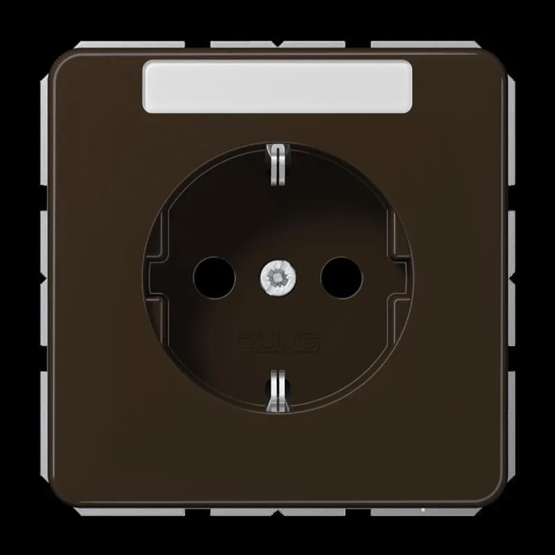 Jung SCHUKO Steckdose, 16 A 250 V ~, mit Schriftfeld, SAFETY+, Thermoplast, Serie CD, braun CD1520BFKINABR