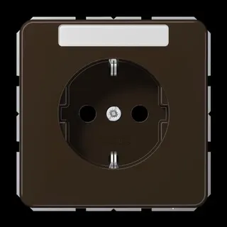 Jung SCHUKO Steckdose, 16 A 250 V ~, mit Schriftfeld, SAFETY+, Thermoplast, Serie CD, braun CD1520BFKINABR