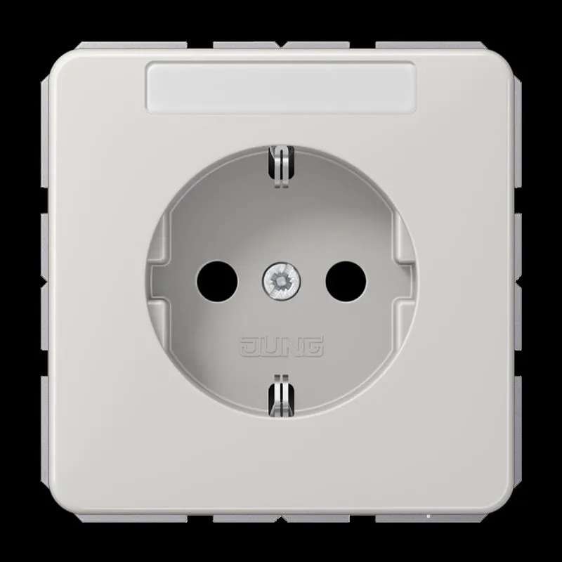 Jung SCHUKO Steckdose, 16 A 250 V ~, mit Schriftfeld, SAFETY+, Thermoplast, Serie CD, lichtgrau CD1520BFKINALG