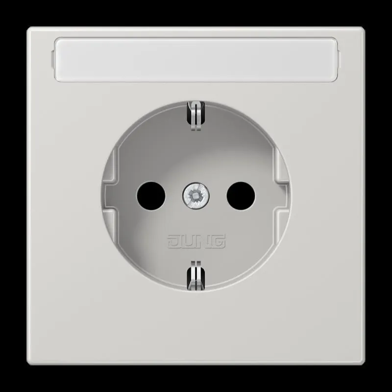 Jung SCHUKO Steckdose, 16 A 250 V ~, mit Schriftfeld, SAFETY+, Duroplast, Serie LS, lichtgrau LS1520KINALG